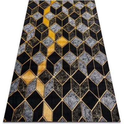Dywany Łuszczów Tappeto GLOSS Moderno - Motivo geometrico 3D - Nero / Oro - 180x270 cm Dywany Łuszczów Tappeto GLOSS Moderno - Motivo geometrico 3D - Nero / Oro - 180x270 cm