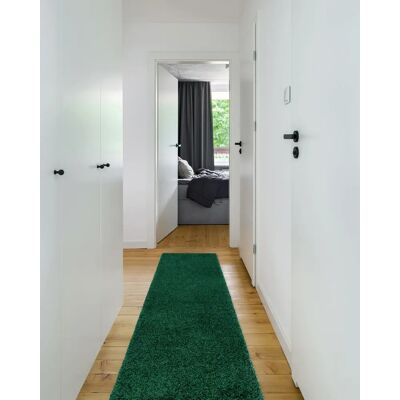 RugsX - Bottle Green Shaggy Carpet, Runner, 60x200 cm - Comfort & Style RugsX - Bottle Green Shaggy Carpet, Runner, 60x200 cm - Comfort & Style