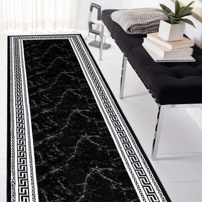 RugsX Tappeto GLOSS Moderno - 60x300 cm, Nero/Grigio, Corridoio Elegante RugsX Tappeto GLOSS Moderno - 60x300 cm, Nero/Grigio, Corridoio Elegante