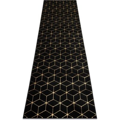 RugsX Alfombra moderna GLOSS negro / oro pasillo 409C 86 Cubo - Alfombra RugsX Alfombra moderna GLOSS negro / oro pasillo 409C 86 Cubo - Alfombra