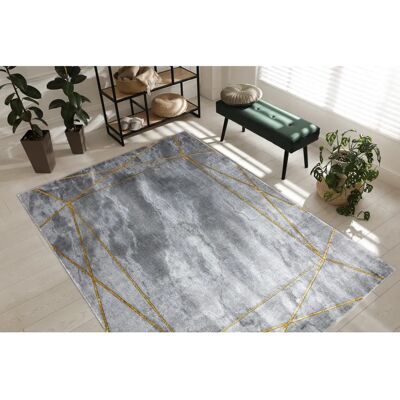 EMERALD Marmor Grau Gold Teppich - Glamour, Stilvoll Geometrisch, 160x220cm EMERALD Marmor Grau Gold Teppich - Glamour, Stilvoll Geometrisch, 160x220cm
