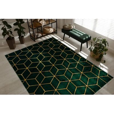 Dywany Łuszczów EMERALD Carpet 1014 - Glamour, stylish cube, green / gold, 160x220 cm Dywany Łuszczów EMERALD Carpet 1014 - Glamour, stylish cube, green / gold, 160x220 cm