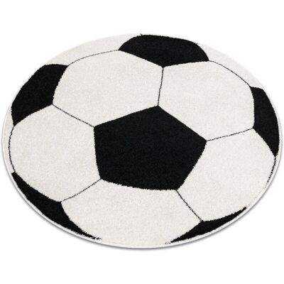 SILBERner Kreis Fußball Teppich - 120cm - Schwarz & Weiß - Teppich SILBERner Kreis Fußball Teppich - 120cm - Schwarz & Weiß - Teppich