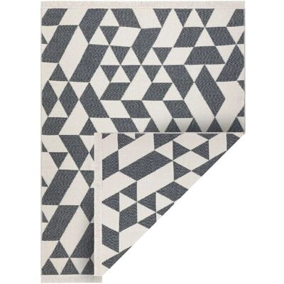 Dywany Łuszczów TWIN Carpet - Recycled Cotton, Double-sided, Anthracite/Cream - 80x150cm Dywany Łuszczów TWIN Carpet - Recycled Cotton, Double-sided, Anthracite/Cream - 80x150cm