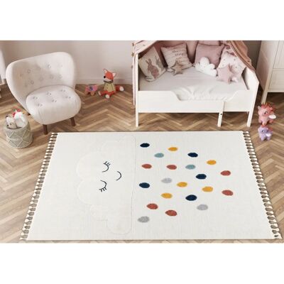 Alfombra YOYO GD63 Blanco/Azul Ropa Infantil - Suave y Duradera Alfombra YOYO GD63 Blanco/Azul Ropa Infantil - Suave y Duradera