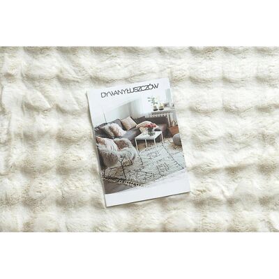 Alfombra blanca de efecto pelaje de conejo 3D - Estilo moderno Alfombra blanca de efecto pelaje de conejo 3D - Estilo moderno