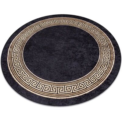 RugsX MIRO Schwarzer / Goldener runder waschbarer Teppich - 100 cm RugsX MIRO Schwarzer / Goldener runder waschbarer Teppich - 100 cm