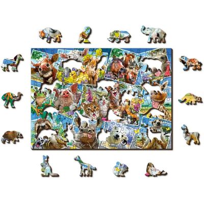 Dřevěné zvířecí puzzle Wooden City - 200 dílků - Ekologické Dřevěné zvířecí puzzle Wooden City - 200 dílků - Ekologické