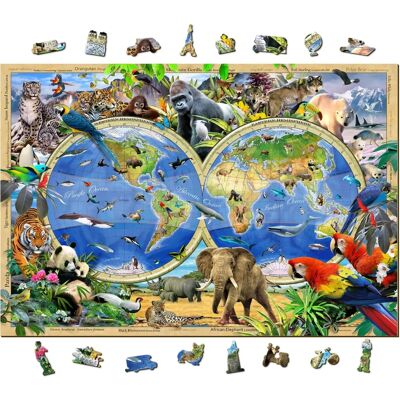 Wooden City Tierreich Karte Puzzle - 1010/100 - Holz, 14+ Wooden City Tierreich Karte Puzzle - 1010/100 - Holz, 14+