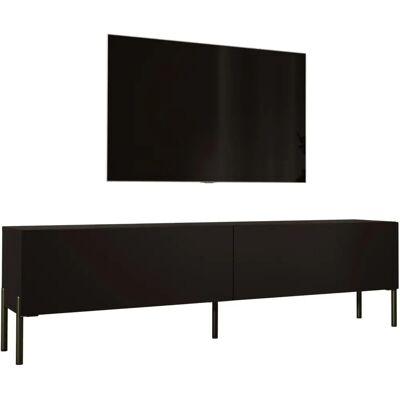 3XE LIVING Czarny Matowy Stolik RTV - 170 cm - Nowoczesny Design 3XE LIVING Czarny Matowy Stolik RTV - 170 cm - Nowoczesny Design