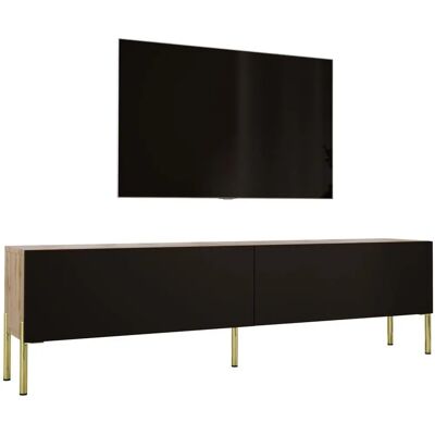 Szafka RTV 3XE LIVING - Dąb Wotan i Czarny Mat - 170cm Szafka RTV 3XE LIVING - Dąb Wotan i Czarny Mat - 170cm