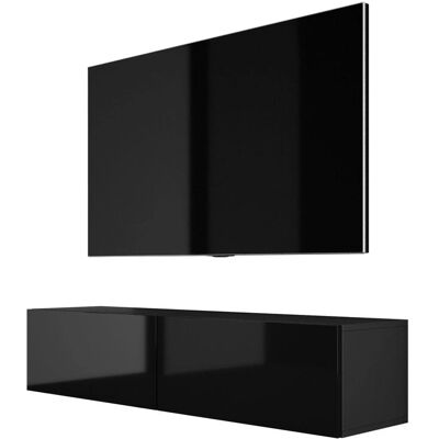 3XE LIVING Wiszący mebel RTV - Czarny / Czarny połysk 3XE LIVING Wiszący mebel RTV - Czarny / Czarny połysk