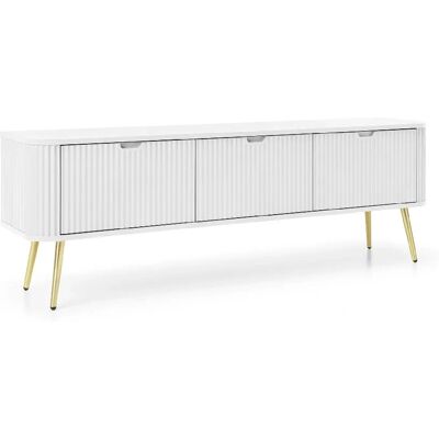 3XE LIVING - Mebel TV - Biały - Złote nóżki - Jednostka TV 3XE LIVING - Mebel TV - Biały - Złote nóżki - Jednostka TV