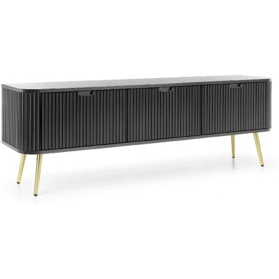 3XE LIVING - Mueble TV Negro con Pies Oro - 168x57x39 cm - Złote nóżki - Stojak TV 3XE LIVING - Mueble TV Negro con Pies Oro - 168x57x39 cm - Złote nóżki - Stojak TV