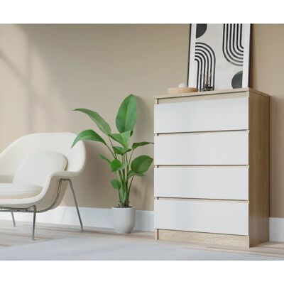 3XE LIVING Biały 4-szufladowa komoda - Komoda 3XE LIVING Biały 4-szufladowa komoda - Komoda
