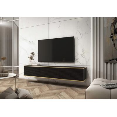 Meuble TV Moderne 3XE LIVING - Push-to-Open, Bords dorés - Publicité Meuble TV Moderne 3XE LIVING - Push-to-Open, Bords dorés - Publicité