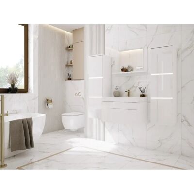 3XE LIVING - Zestaw szafek łazienkowych - Biały połysk - MDF - Szafki 3XE LIVING - Zestaw szafek łazienkowych - Biały połysk - MDF - Szafki