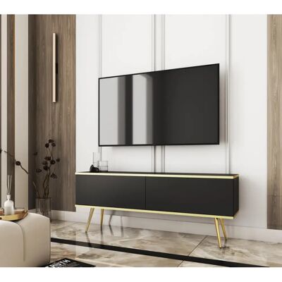 3XE LIVING Czarny mebel pod telewizor z złotymi lub czarnymi nogami - Mebel TV 3XE LIVING Czarny mebel pod telewizor z złotymi lub czarnymi nogami - Mebel TV