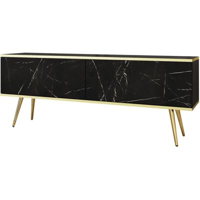 Meuble TV noir avec pieds dorés - Support et console TV 3XE LIVING - Publicité Meuble TV noir avec pieds dorés - Support et console TV 3XE LIVING - Publicité