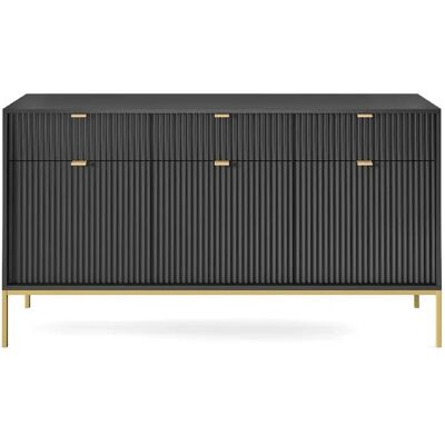 3XE LIVING - Cómoda Três Portas - Czarne - Komoda 3XE LIVING - Cómoda Três Portas - Czarne - Komoda