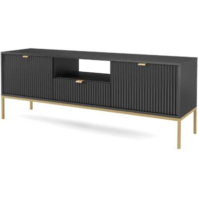 3XE LIVING - Mueble TV 154x56x39 - Czarny - TV stand 3XE LIVING - Mueble TV 154x56x39 - Czarny - TV stand