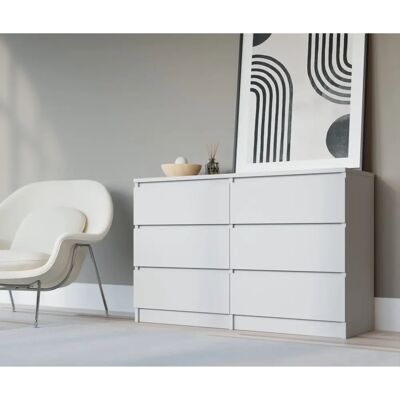 3XE LIVING - 6-drawer 120cm - Blanc mat - commode - Publicité 3XE LIVING - 6-drawer 120cm - Blanc mat - commode - Publicité