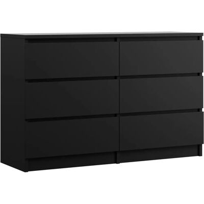 3XE LIVING Opbergmeubel - 6 lades - Zwart - 120 cm 3XE LIVING Opbergmeubel - 6 lades - Zwart - 120 cm