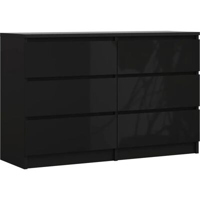 3XE LIVING Czarna komoda z 6 szufladami 3XE LIVING Czarna komoda z 6 szufladami