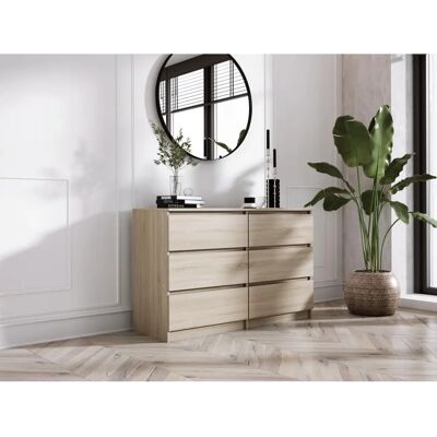 Commode Sonoma 6 tiroirs 3XE LIVING - Mobilier de rangement - Publicité Commode Sonoma 6 tiroirs 3XE LIVING - Mobilier de rangement - Publicité