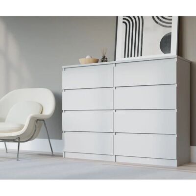 3XE LIVING - 8-Drawer Dresser - White - Komoda 3XE LIVING - 8-Drawer Dresser - White - Komoda
