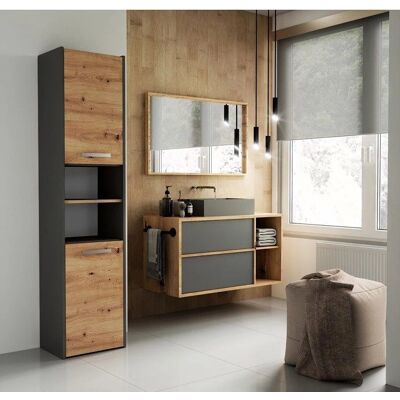 3XE LIVING Nowoczesny mebel łazienkowy - Antracyt & Dębowe rękodzieło 3XE LIVING Nowoczesny mebel łazienkowy - Antracyt & Dębowe rękodzieło