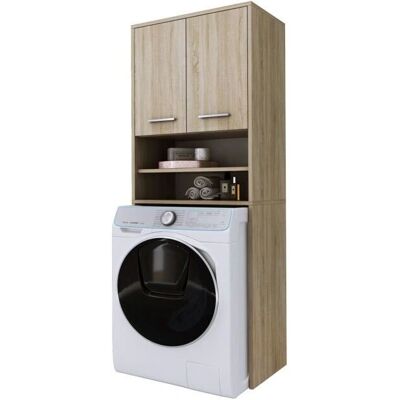 Meuble lave-linge Eliving - Chêne Sonoma - Fixation murale - Publicité Meuble lave-linge Eliving - Chêne Sonoma - Fixation murale - Publicité