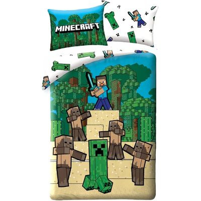 Minecraft Fight Katoenen Dekbedovertrek - 140x200cm Minecraft Fight Katoenen Dekbedovertrek - 140x200cm
