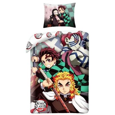 Nieznana marka Demon Slayer Anime 100% bawełniany zestaw poszew na kołdrę - Rozmiar europejski Nieznana marka Demon Slayer Anime 100% bawełniany zestaw poszew na kołdrę - Rozmiar europejski