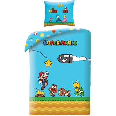 Conjunto de roupa de cama Super Mario Ver. 3 - Licença oficial Conjunto de roupa de cama Super Mario Ver. 3 - Licença oficial