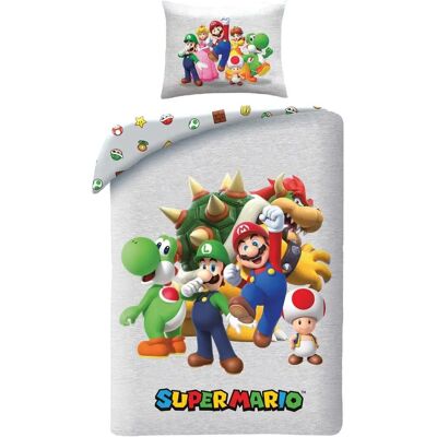 Super Mario Grijs Beddengoed - Officieel Gelicenseerd Microvezel - 140x200 cm Super Mario Grijs Beddengoed - Officieel Gelicenseerd Microvezel - 140x200 cm