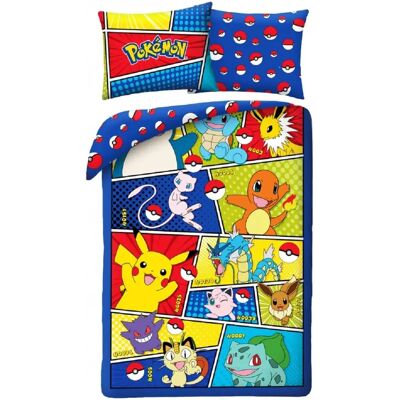 Pokémon Niebieska Bawełniana Poszwa na Kołdrę - 140x200cm, Poszewka na Poduszkę 90x70cm Pokémon Niebieska Bawełniana Poszwa na Kołdrę - 140x200cm, Poszewka na Poduszkę 90x70cm