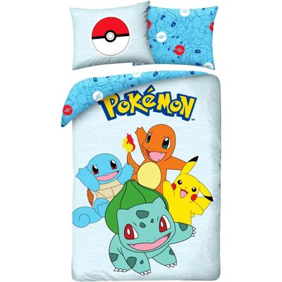 Conjunto de roupa de cama Pokémon da Halantex - Azul - 140x200 cm 70x90 cm - Licença oficial Conjunto de roupa de cama Pokémon da Halantex - Azul - 140x200 cm 70x90 cm - Licença oficial