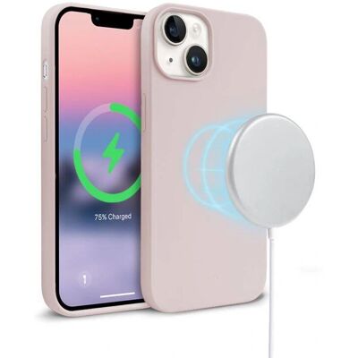Coque magnétique en silicone liquide rose pour iPhone de Crong - Publicité Coque magnétique en silicone liquide rose pour iPhone de Crong - Publicité
