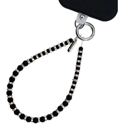 Sangle de téléphone en perles noires et cristaux - Accessoires intelligents - Publicité Sangle de téléphone en perles noires et cristaux - Accessoires intelligents - Publicité