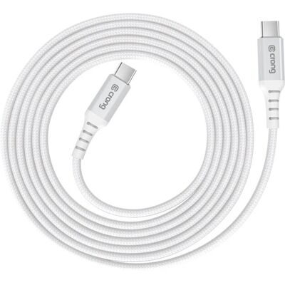 Cable USB-C Blanco de Crong - 60W Power Delivery, Aluminio Reforzado Cable USB-C Blanco de Crong - 60W Power Delivery, Aluminio Reforzado