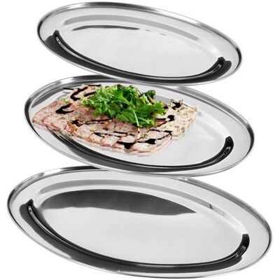 Excellent Houseware - Plateau ovale - Argent - 3pcs - Plateaux de service - Publicité Excellent Houseware - Plateau ovale - Argent - 3pcs - Plateaux de service - Publicité