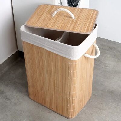 B2X Opvouwbare Wasmand van Bamboe met Twee Vakken B2X Opvouwbare Wasmand van Bamboe met Twee Vakken