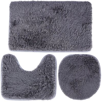 B2X Graue Badematten-Set mit WC-Sitzabdeckung B2X Graue Badematten-Set mit WC-Sitzabdeckung