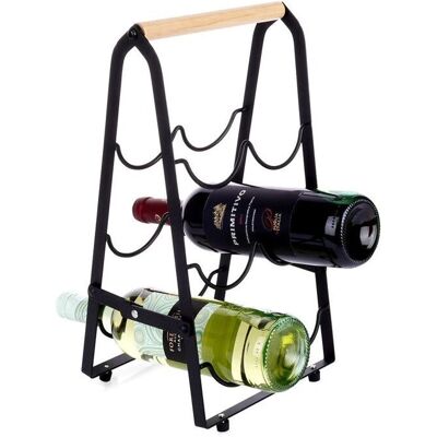 B2X Support à bouteilles de vin en métal noir et bois - Support à bouteilles - Publicité B2X Support à bouteilles de vin en métal noir et bois - Support à bouteilles - Publicité