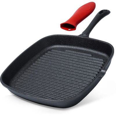 B2X Kwadratowa żeliwna patelnia grillowa - Patelnia do grillowania B2X Kwadratowa żeliwna patelnia grillowa - Patelnia do grillowania