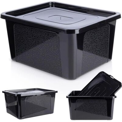 B2X Schwarze Aufbewahrungsbox mit Deckel - langlebiger Kunststoff, organisieren Sie alles B2X Schwarze Aufbewahrungsbox mit Deckel - langlebiger Kunststoff, organisieren Sie alles