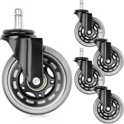 Roues de chaise de bureau IKEA - Caoutchouc, 7,5cm, 10mm, 5 pcs. Publicité Roues de chaise de bureau IKEA - Caoutchouc, 7,5cm, 10mm, 5 pcs. Publicité