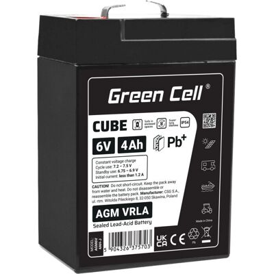 Green Cell - AGM6V4AH-J - 6V 4Ah - UPS-batterij Green Cell - AGM6V4AH-J - 6V 4Ah - UPS-batterij