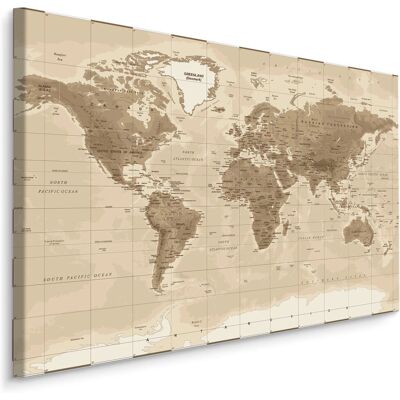Karo-art Beigebruine Wereldkaart - Wanddecoratie - 100x70cm Karo-art Beigebruine Wereldkaart - Wanddecoratie - 100x70cm